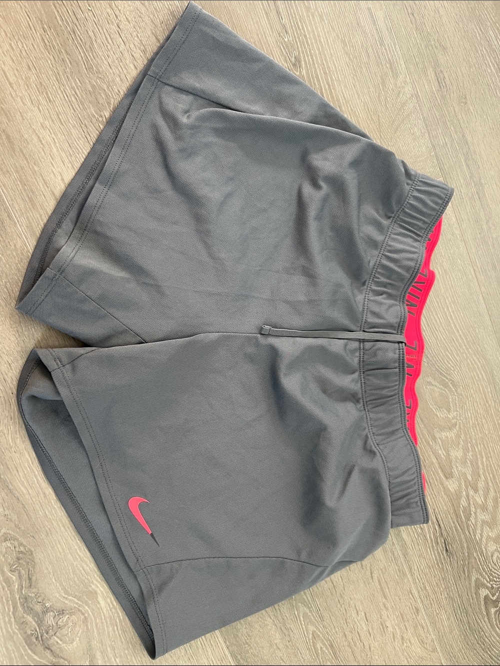 Nike Gray Athletic Shorts with Pink Trim